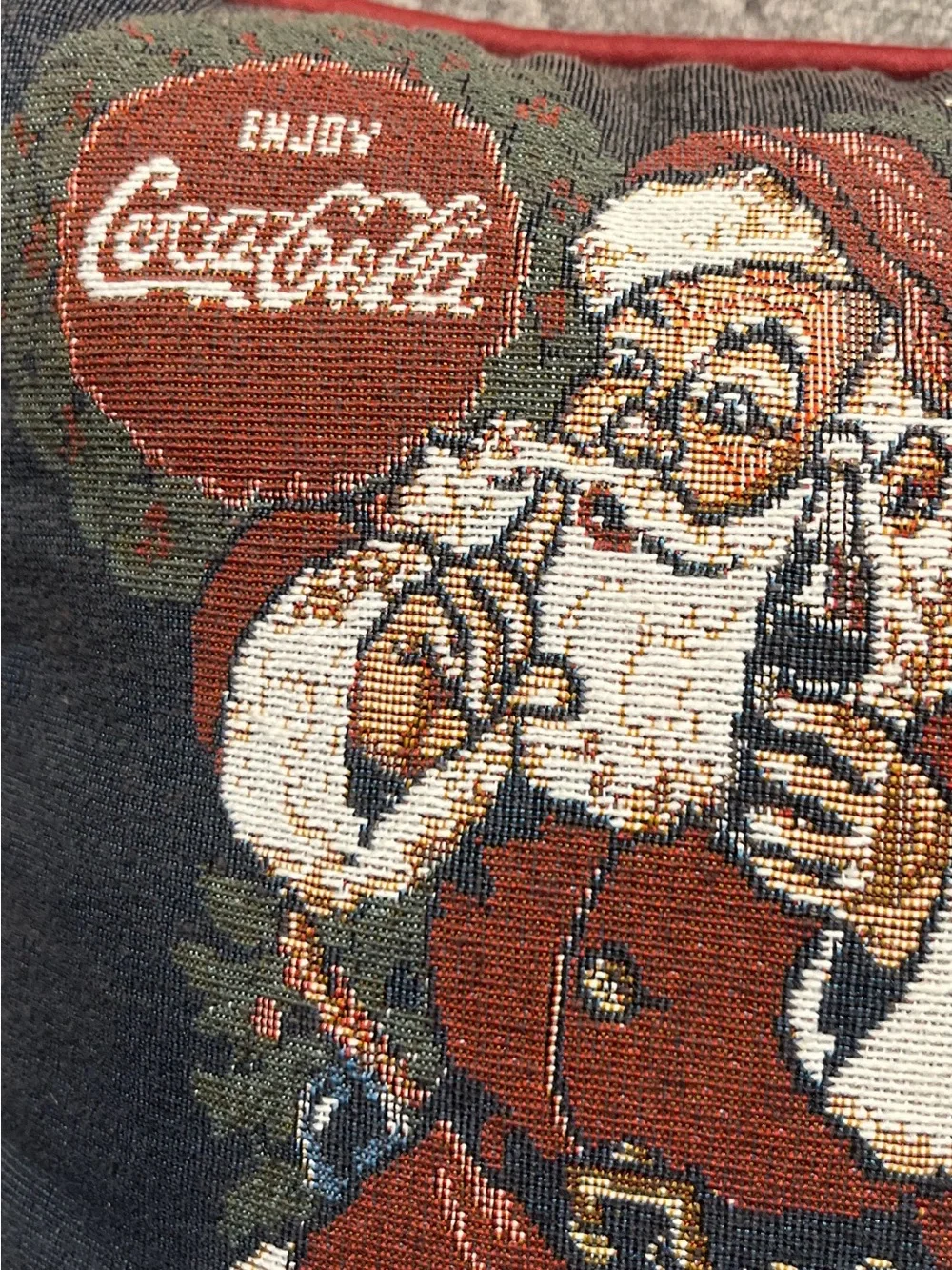 Vintage Coca Cola Santa Claus Tapestry Decorative Throw Pillow 12”x12”